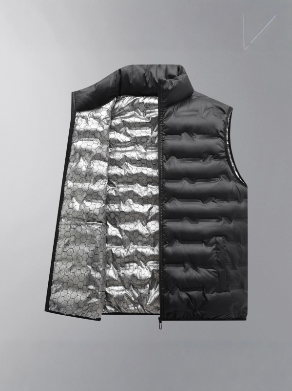 Muška zimska vest s stojećim ovratnikom, zatvaračem, debela poliester tkanina, jednostavno boja