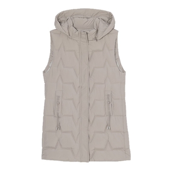 Gilet s punom od pamuka i perja, polo ovratnik, zatvarač, dugački kroj – stil princeze