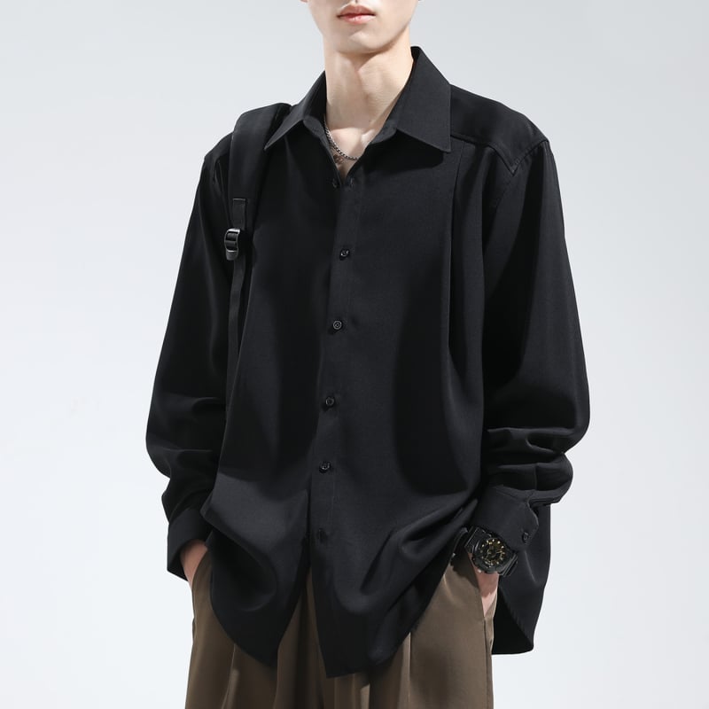 Férfi ing, vasalás nélküli, gyűrődésmentes, hosszú ujjú, széles gallér