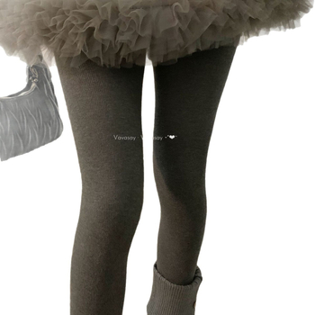 Pamut harisnyanadrág téli melegítő funkcióval, közepes vastagságú, lábfejes, egyszínű mintázat