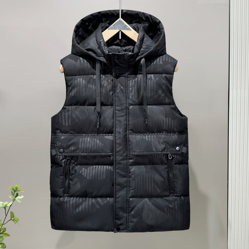 Férfi pamut töltött mellény, koreai tél stílus, vastag melegség; töltet: poliészter; fő anyag: poliészter; bélés: poliészter; kapucni nélkül