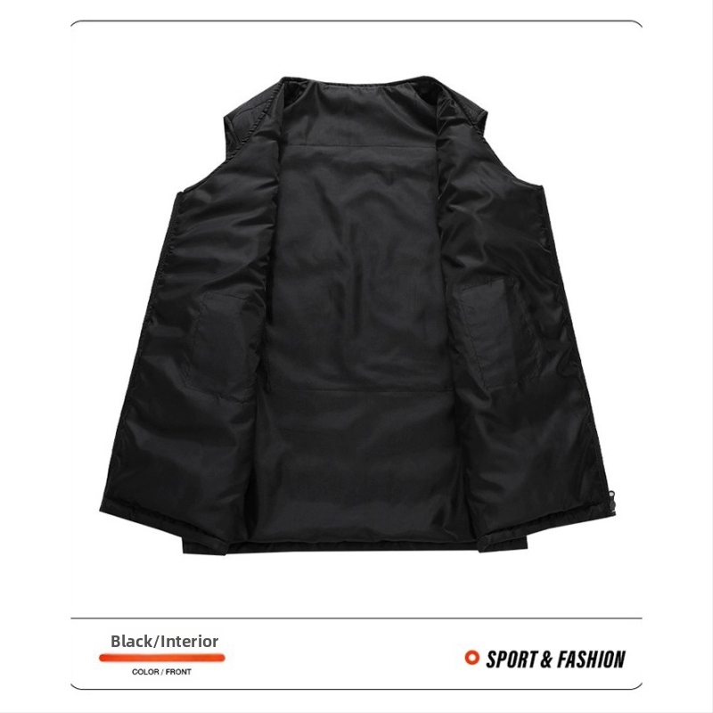 Vesta s grijanjem na 16 zona, V-izrez s zatvaračem, debeli materijal, vanjski najlon, podstava acetat