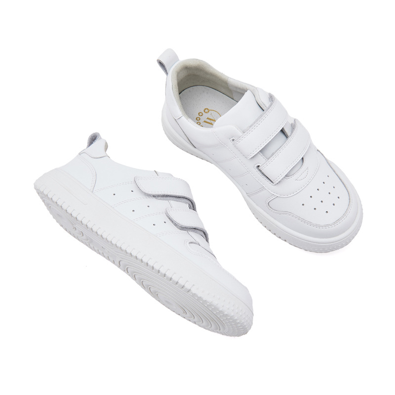 Bērnu ādas sporta kurpes, augšējā daļa no teļa ādas, Velcro aizdare, TPR zole, zems profils