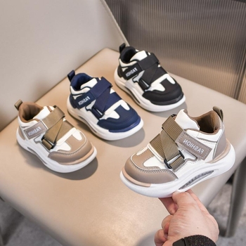 Dječje tenisice, bijele, s Velcro remenom, PU gornji dio, vodootporne, protuklizne, debeli potplat, unisex