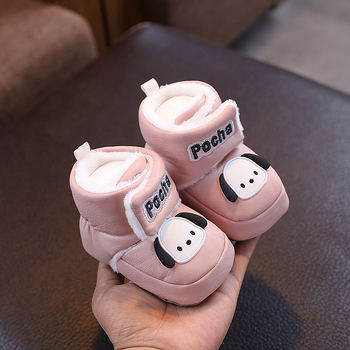 Бебешки зимни обувки с поларова подплата, велкро закопчаване, унисекс, висок горен край, принт животни