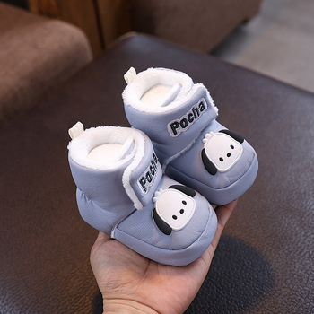 Бебешки зимни обувки с поларова подплата, велкро закопчаване, унисекс, висок горен край, принт животни