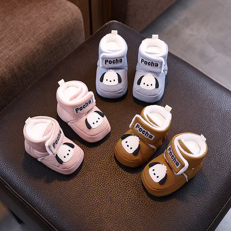 Бебешки зимни обувки с поларова подплата, велкро закопчаване, унисекс, висок горен край, принт животни