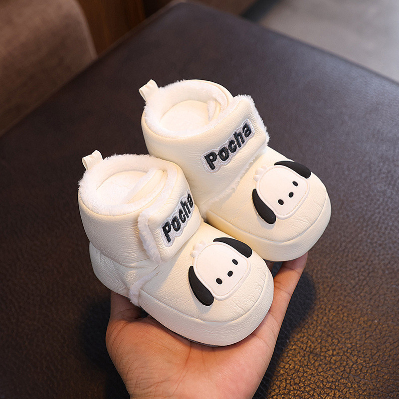 Бебешки зимни обувки с поларова подплата, велкро закопчаване, унисекс, висок горен край, принт животни