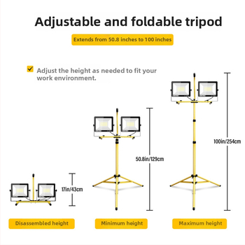 Pārvadājamā LED darba gaisma ar statīvu, 100W, 220V, IP66, 120° gaismas leņķis