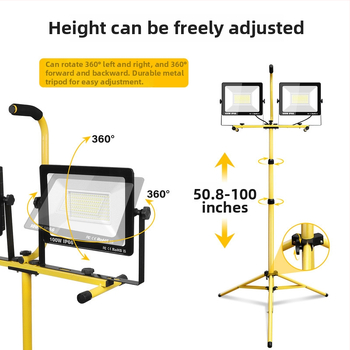 Pārvadājamā LED darba gaisma ar statīvu, 100W, 220V, IP66, 120° gaismas leņķis