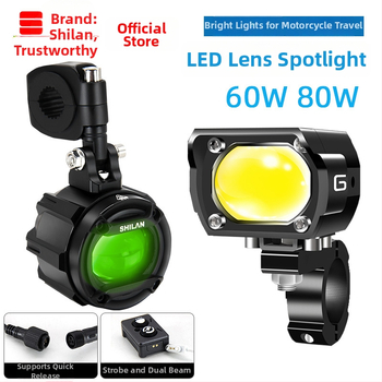 LED прожектор за мотоциклет с леща, 60W, 12V, 5A, алуминиева конструкция, GT20/GT20R