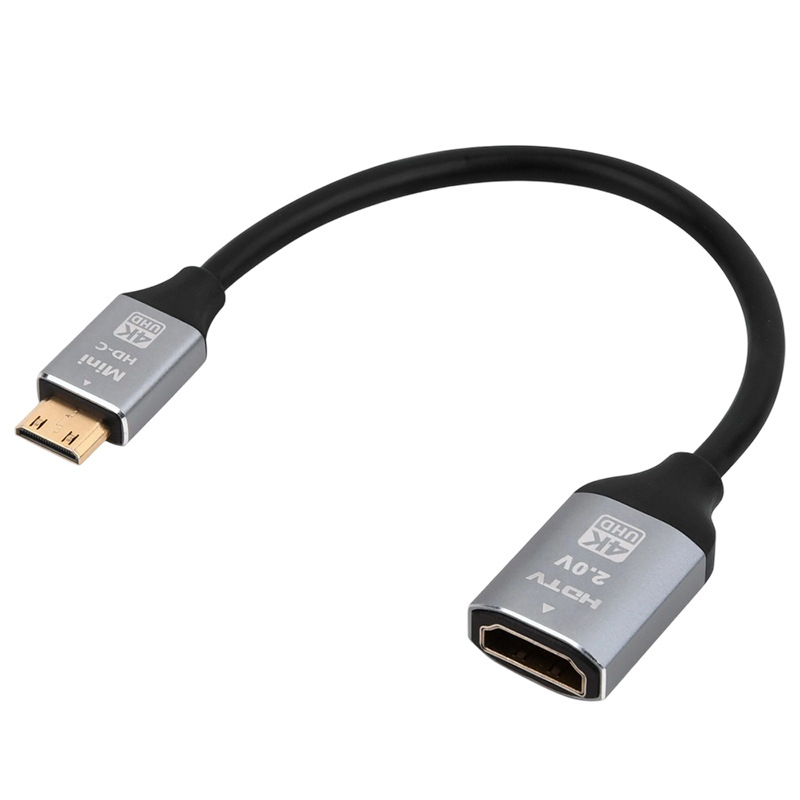 HDMI 2.0 4K мини HDMI към HDMI адаптер кабел, HDMI женски към Mini HDMI мъжки, 0.2 м, мед без кислород, позлатен