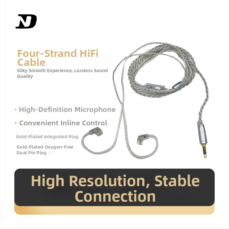 Nd 10-1 Garso kabelis, be deguonies vario šerdis, sidabru dengta viela, 2‑pin rankų pynimas, 0.78 mm