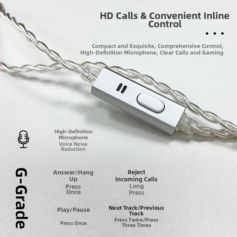 Nd 10-1 Garso kabelis, be deguonies vario šerdis, sidabru dengta viela, 2‑pin rankų pynimas, 0.78 mm