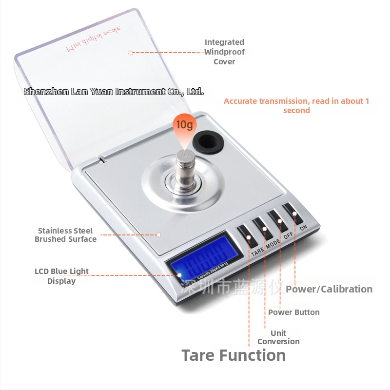 Digitaalsed juveliiride kaalud kõrge eraldusvõimega ekraaniga, täpsus 0,001 g, taluvus 20 g, mudel Tsc01102, toiteallikas 2 x AAA