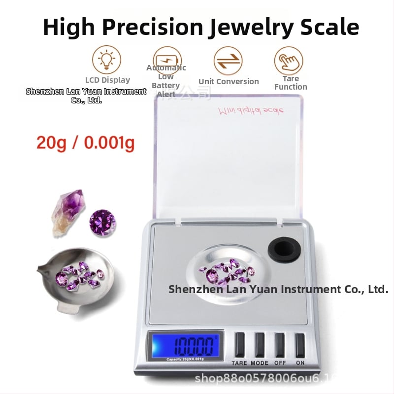 Digitalna vaga za nakit s visokorezolucijskim zaslonom, preciznost 0,001 g, kapaciteta 20 g, model Tsc01102, napajana baterijama AAA