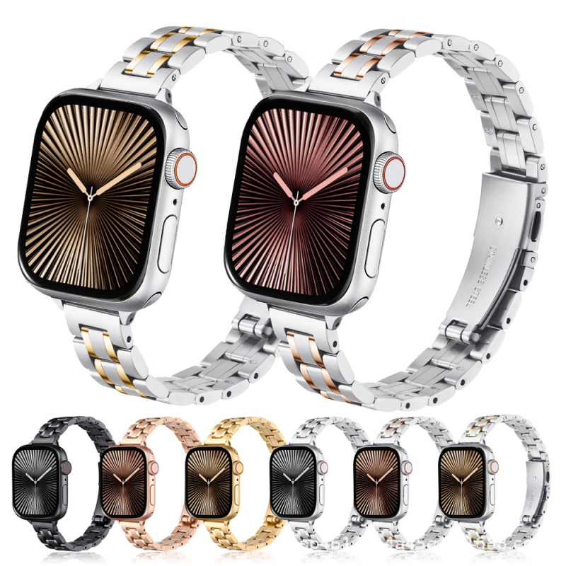 Nerūsējošā tērauda siksna Apple Watch, minimālistisks stils, 14 mm interfeiss, saliekamā sprādze, svars 60 g