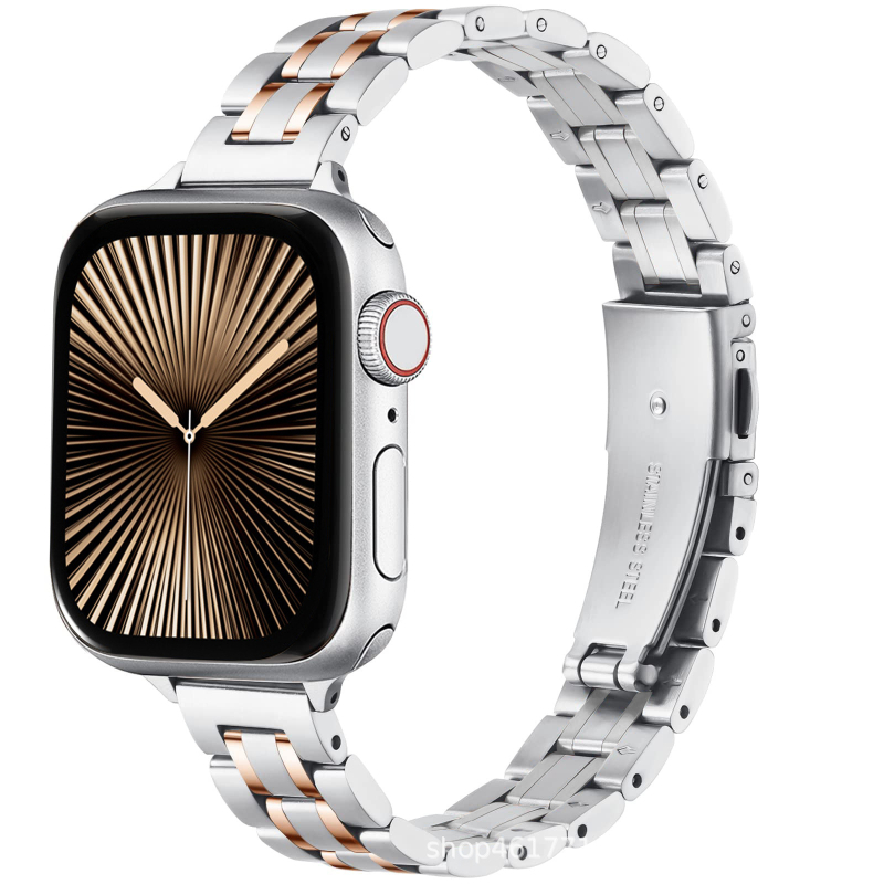 Nerūsējošā tērauda siksna Apple Watch, minimālistisks stils, 14 mm interfeiss, saliekamā sprādze, svars 60 g