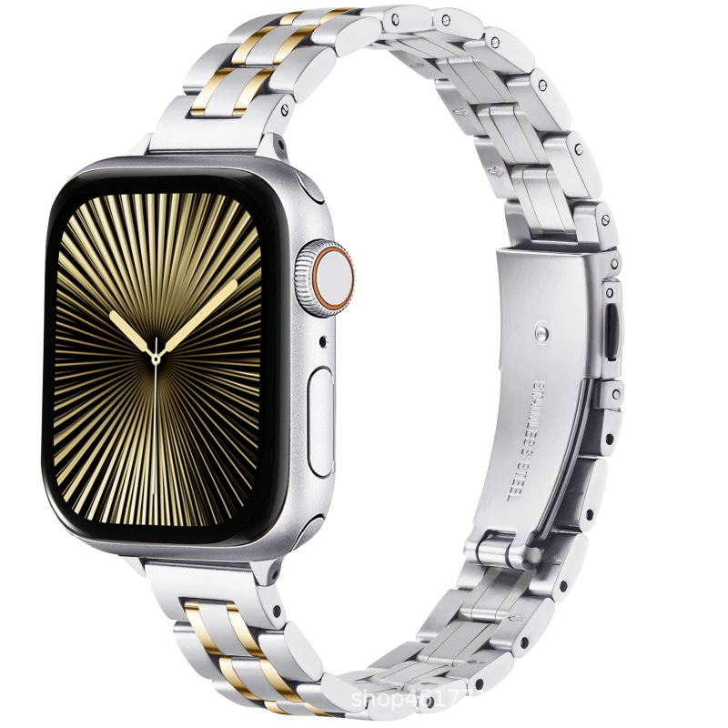Nerūsējošā tērauda siksna Apple Watch, minimālistisks stils, 14 mm interfeiss, saliekamā sprādze, svars 60 g
