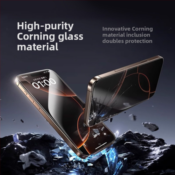 Apple 16Pro-hoz készült keményített üveg kijelzővédő, teljes lefedettség, anti-peep, anti-ujjlenyomat, porálló, HD, gyors felhelyezés