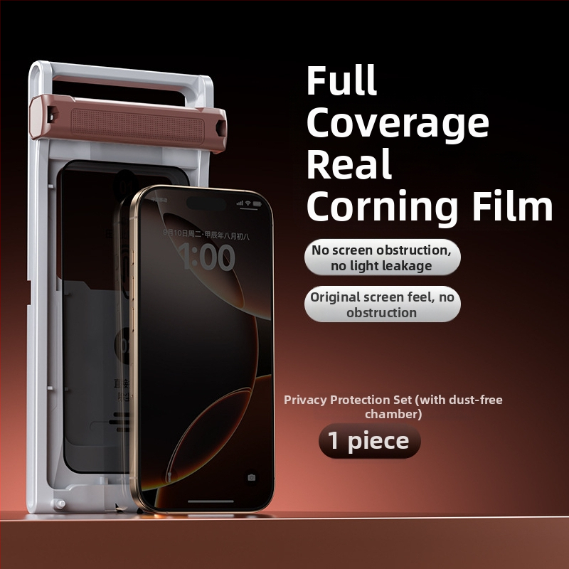 Apple 16Pro-hoz készült keményített üveg kijelzővédő, teljes lefedettség, anti-peep, anti-ujjlenyomat, porálló, HD, gyors felhelyezés