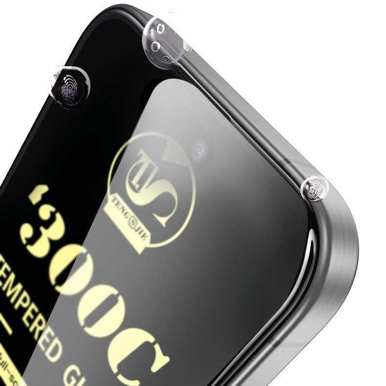 300C ívelt élű előlapos edzett üveg kijelzővédő iPhone 16 Pro és 16 Pro Max számára, HD, porálló, anti-ujjlenyomat, anti-figyelés