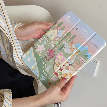 iPad apsauginis dėklas, TPU+PC, atsparus kritimui, miego funkcija, stilius Bracket/Cartoon