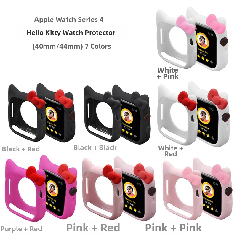 Kemoka Apple Watch ümbris Hello Kitty kujundusega, silikoon-TPU materjalist, ühilduv Apple Watchiga, kaal 4,5 g, väljaandmise aasta 2020