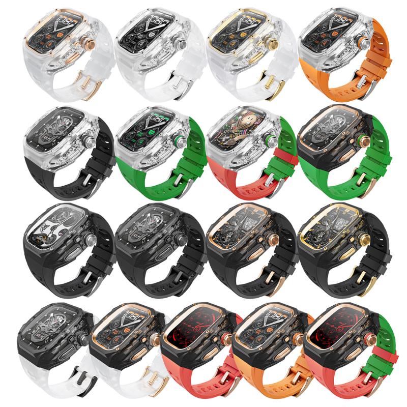 Ultra3 Apple Watch kaitsekorpus kiirvabastusega, integreeritud läbipaistva kaitsekorpus (Materjal: PC + silikaatgeel; Ühilduvus: Apple Watch; Kaal: 43 g)