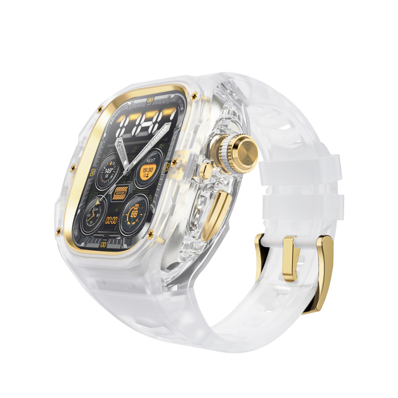 Ultra3 Apple Watch kaitsekorpus kiirvabastusega, integreeritud läbipaistva kaitsekorpus (Materjal: PC + silikaatgeel; Ühilduvus: Apple Watch; Kaal: 43 g)