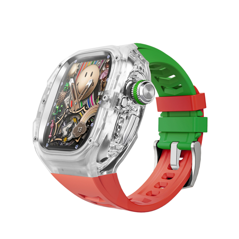 Ultra3 Apple Watch kaitsekorpus kiirvabastusega, integreeritud läbipaistva kaitsekorpus (Materjal: PC + silikaatgeel; Ühilduvus: Apple Watch; Kaal: 43 g)