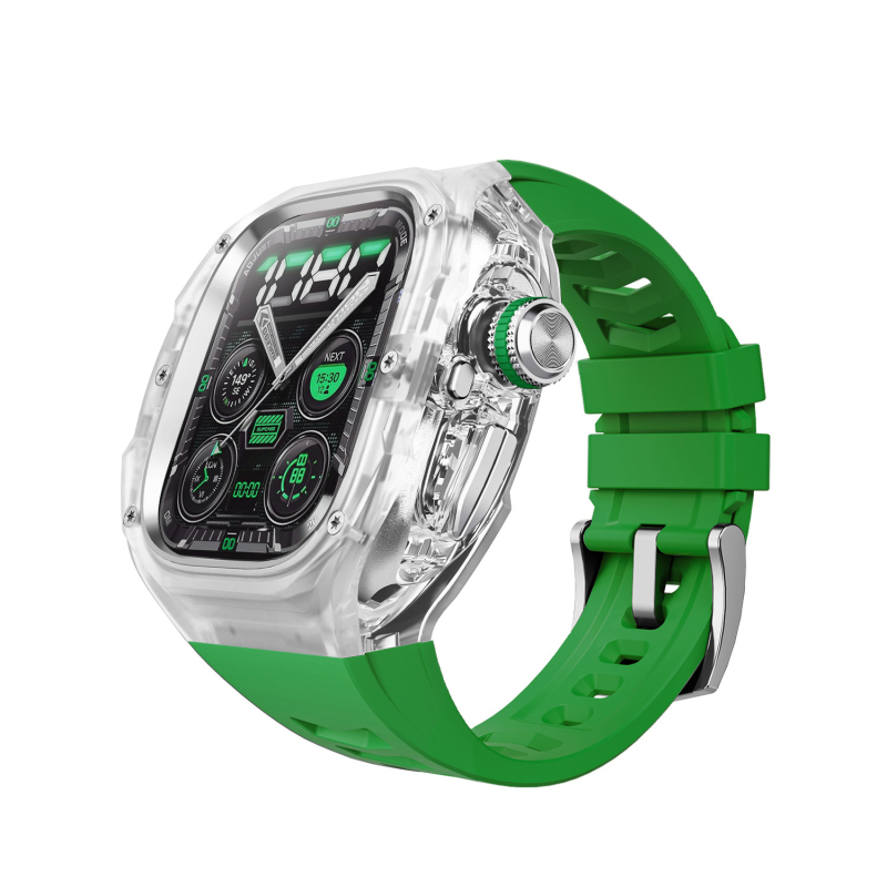 Ultra3 Apple Watch kaitsekorpus kiirvabastusega, integreeritud läbipaistva kaitsekorpus (Materjal: PC + silikaatgeel; Ühilduvus: Apple Watch; Kaal: 43 g)