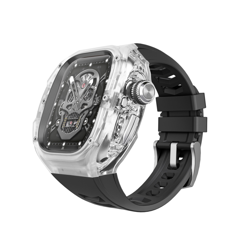 Ultra3 Apple Watch kaitsekorpus kiirvabastusega, integreeritud läbipaistva kaitsekorpus (Materjal: PC + silikaatgeel; Ühilduvus: Apple Watch; Kaal: 43 g)