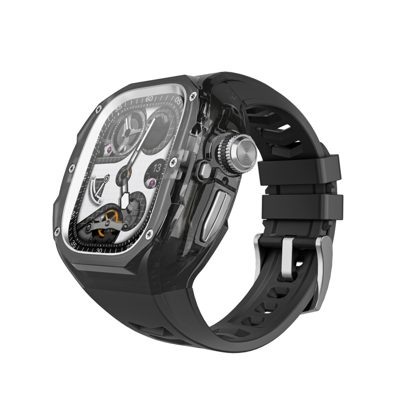 Ultra3 Apple Watch kaitsekorpus kiirvabastusega, integreeritud läbipaistva kaitsekorpus (Materjal: PC + silikaatgeel; Ühilduvus: Apple Watch; Kaal: 43 g)