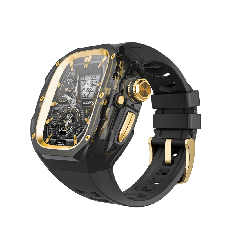 Ultra3 Apple Watch kaitsekorpus kiirvabastusega, integreeritud läbipaistva kaitsekorpus (Materjal: PC + silikaatgeel; Ühilduvus: Apple Watch; Kaal: 43 g)