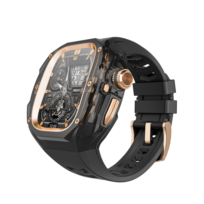 Ultra3 Apple Watch kaitsekorpus kiirvabastusega, integreeritud läbipaistva kaitsekorpus (Materjal: PC + silikaatgeel; Ühilduvus: Apple Watch; Kaal: 43 g)