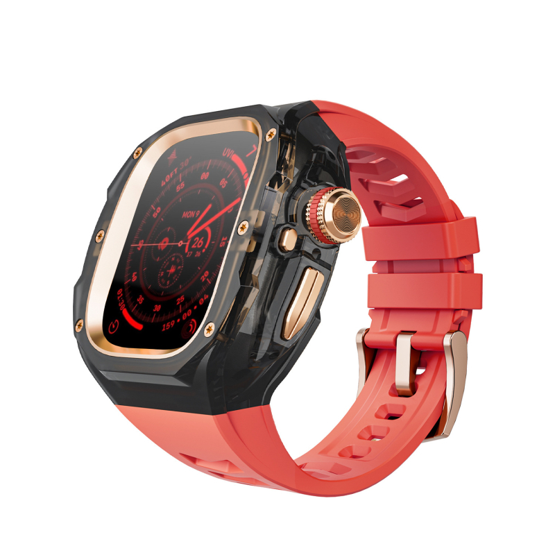 Ultra3 Apple Watch kaitsekorpus kiirvabastusega, integreeritud läbipaistva kaitsekorpus (Materjal: PC + silikaatgeel; Ühilduvus: Apple Watch; Kaal: 43 g)