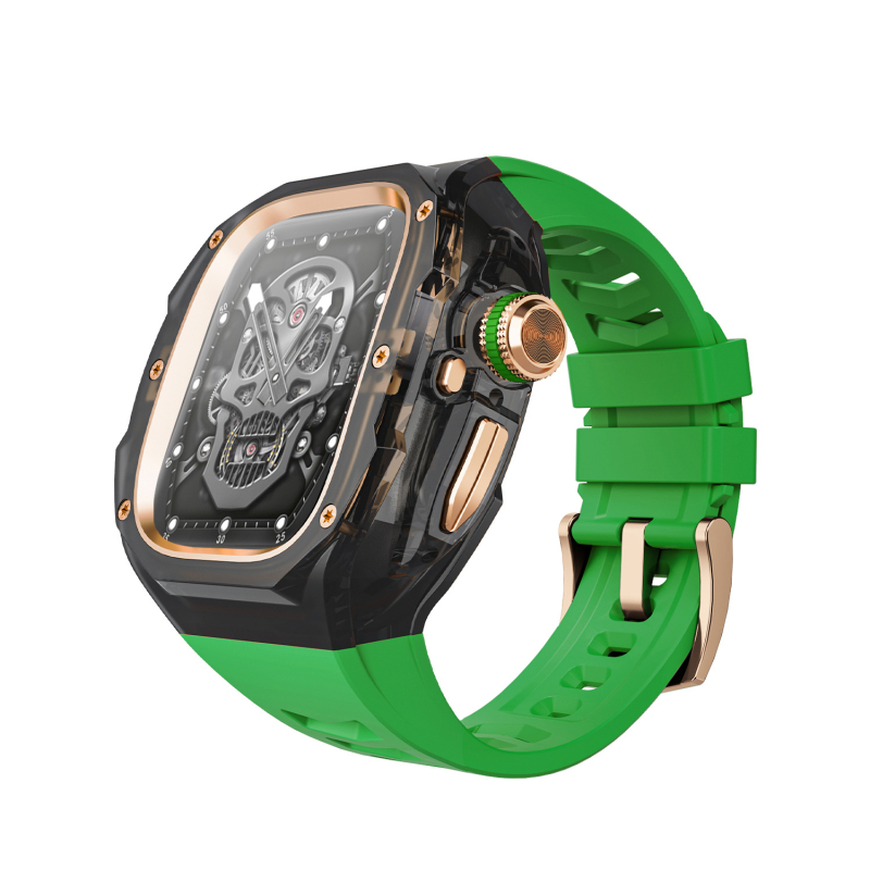 Ultra3 Apple Watch kaitsekorpus kiirvabastusega, integreeritud läbipaistva kaitsekorpus (Materjal: PC + silikaatgeel; Ühilduvus: Apple Watch; Kaal: 43 g)