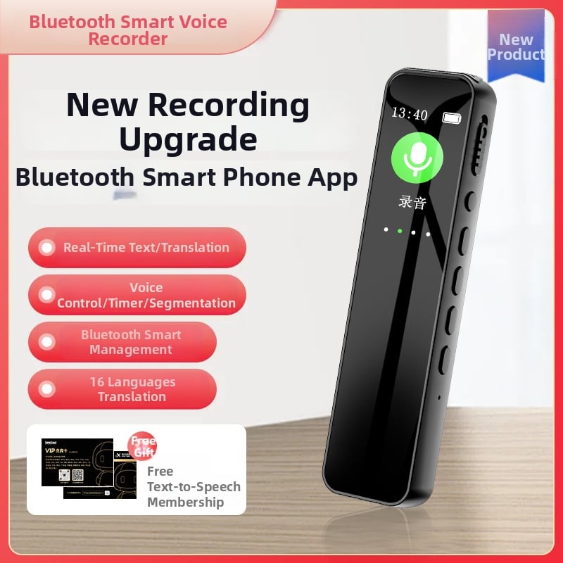 Pix de înregistrare cu Bluetooth, conversie voce în text, anulare zgomot HD, configurație cu două microfoane, până la 10 ore înregistrare.