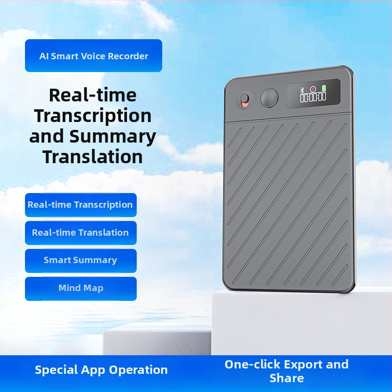 A3P AI tiešraides tulkošanas un transkripcijas ierakstītājs – WAV ieraksts, līdz 900 minūtēm, USB 2.0, divi mikrofoni, alumīnija sakausējuma korpuss