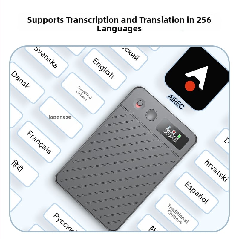 A3P AI tiešraides tulkošanas un transkripcijas ierakstītājs – WAV ieraksts, līdz 900 minūtēm, USB 2.0, divi mikrofoni, alumīnija sakausējuma korpuss