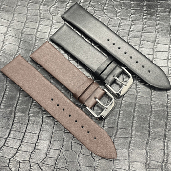 Tenký remienok na hodinky z prvej vrstvy hovädzej kože sponou s pinom – unisex, plochý dizajn, jemná a odolná koža