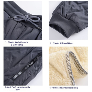 Férfi téli vastag pamut nadrág juhgyapjú béléses, egyenes szabású