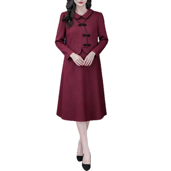 Kleit - Vintage-inspired šifonkleit polüesteri seguga 50–70%, võlts kaheosaline välimus, igapäevane elegantsus, pikkus 99 cm, triikimata, 2024 talv, Kapok Forest