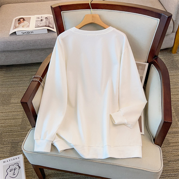 Pamukasta dukserica s okruglim izrezom, duge rukave, tanki materijal, jesensko izdanje 2025