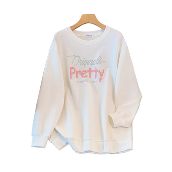 Pamukasta dukserica s okruglim izrezom, duge rukave, tanki materijal, jesensko izdanje 2025