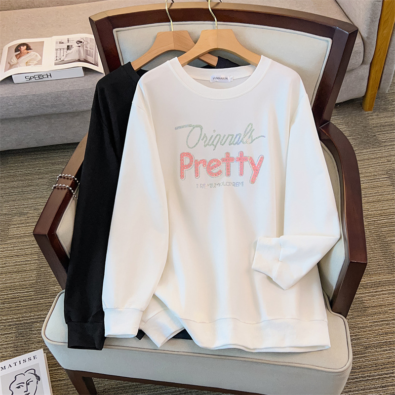 Pamukasta dukserica s okruglim izrezom, duge rukave, tanki materijal, jesensko izdanje 2025