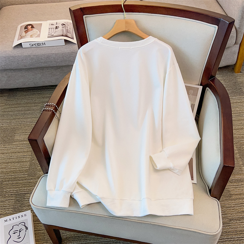 Pamukasta dukserica s okruglim izrezom, duge rukave, tanki materijal, jesensko izdanje 2025