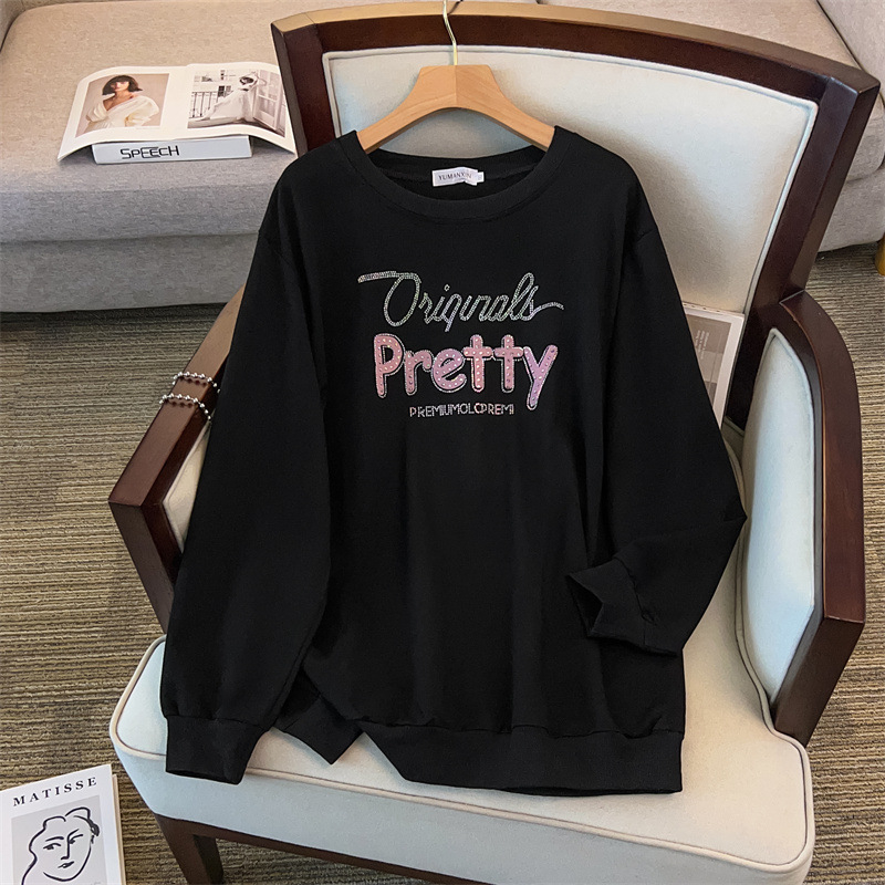 Pamukasta dukserica s okruglim izrezom, duge rukave, tanki materijal, jesensko izdanje 2025