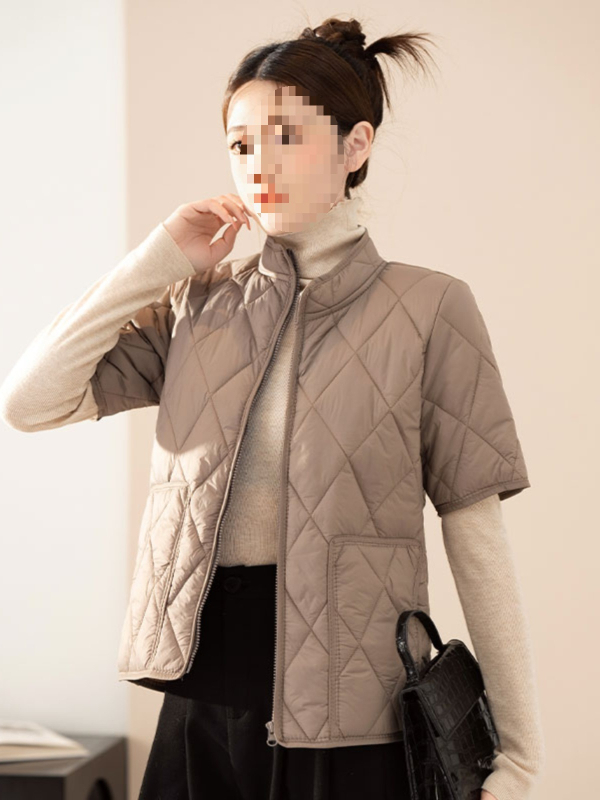 Γυναικείο γιλέκο με ψηλό γιακά, κανονικού μήκους, μπροστινό φερμουάρ, πολυεστέρας 90-95%